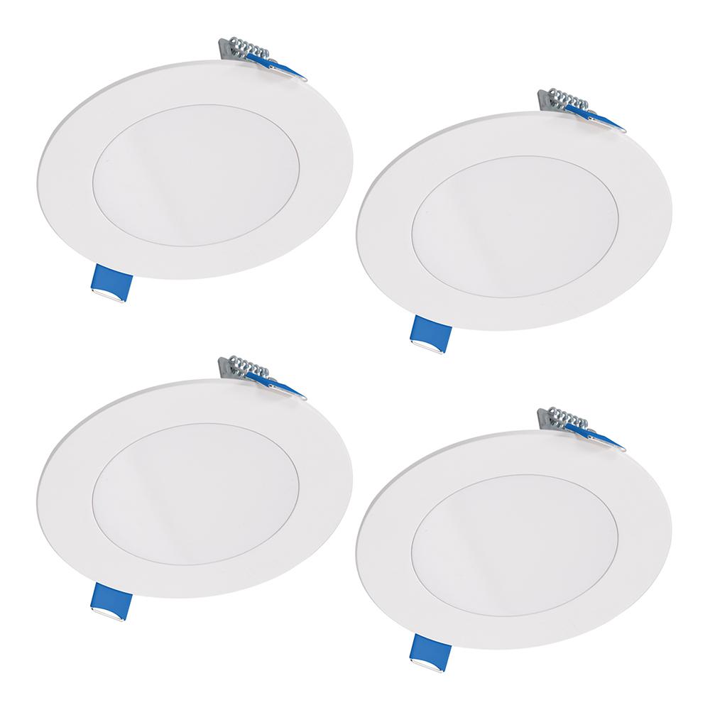 HALO HLBSL4 4 in. Adjustable CCT Canless IC Rated Dimmable Indoor Integrated LED Recessed Light Kit (4-Pack) 3-c