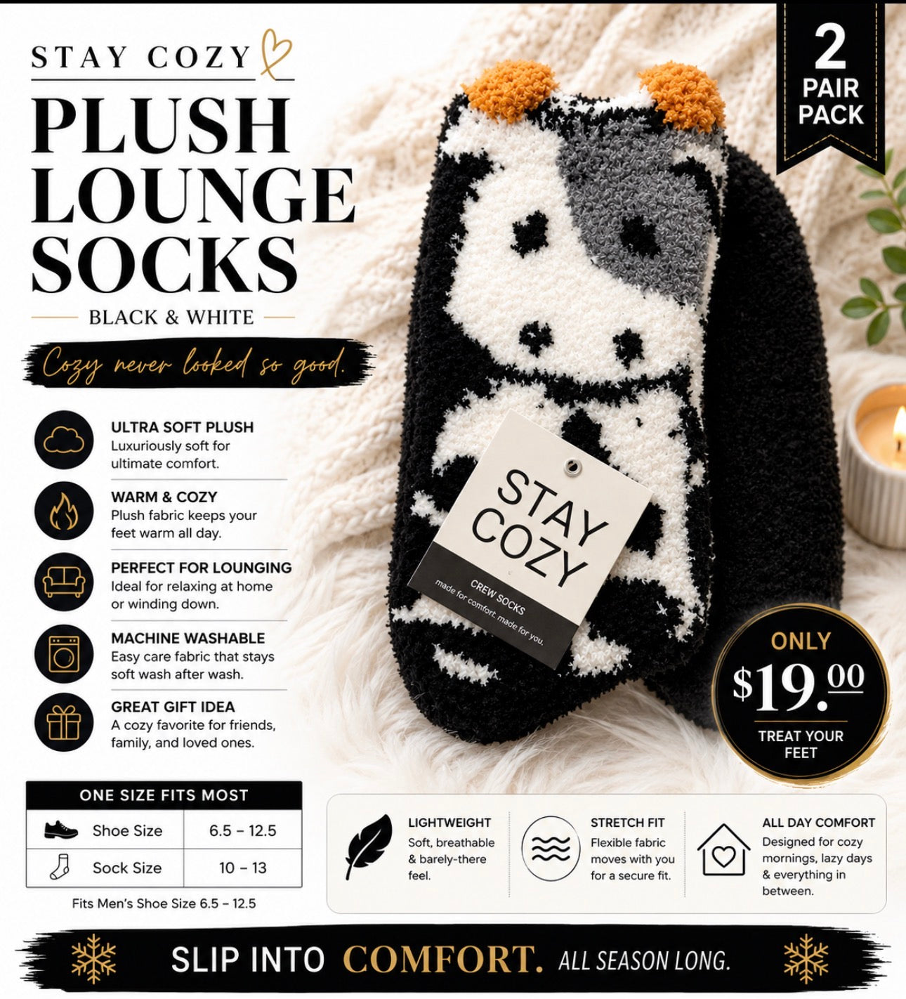 Stay Cozy Black And White 5-a