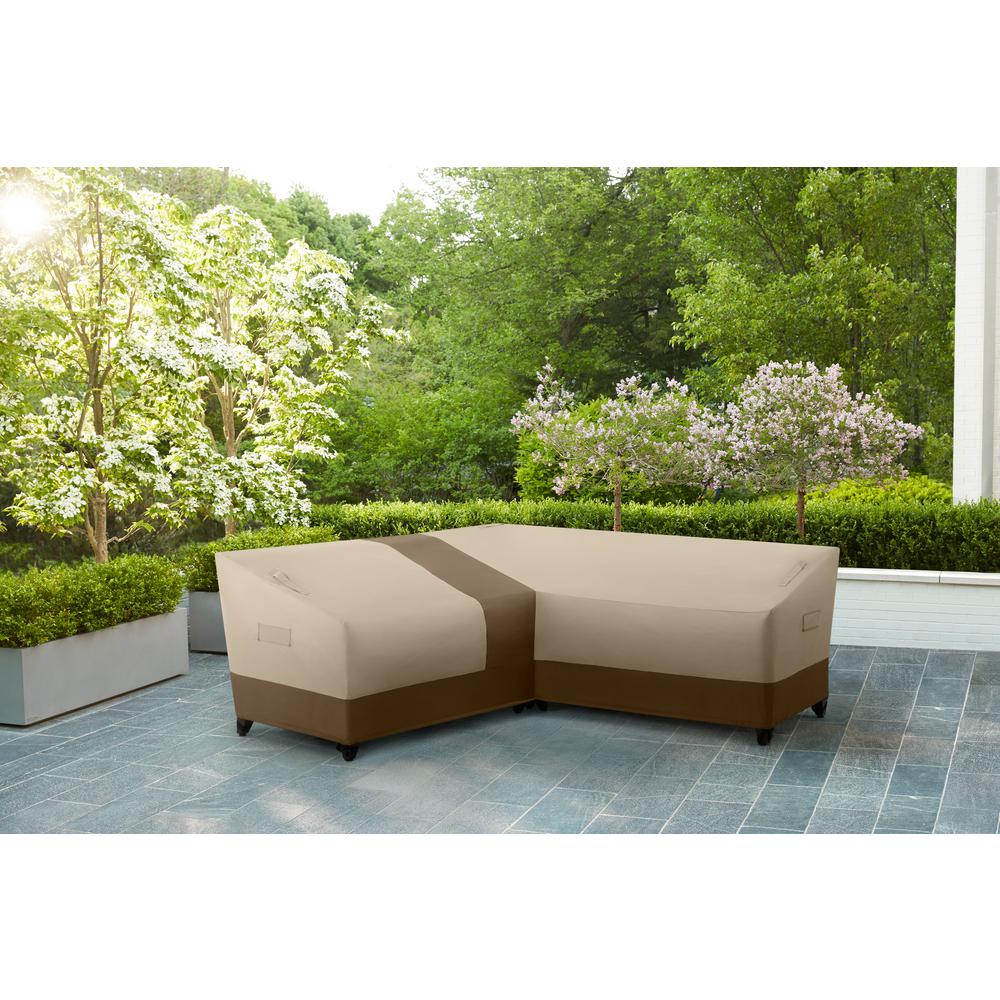 Hampton Bay V-Shape Beige Patio Furniture Cover 3-e