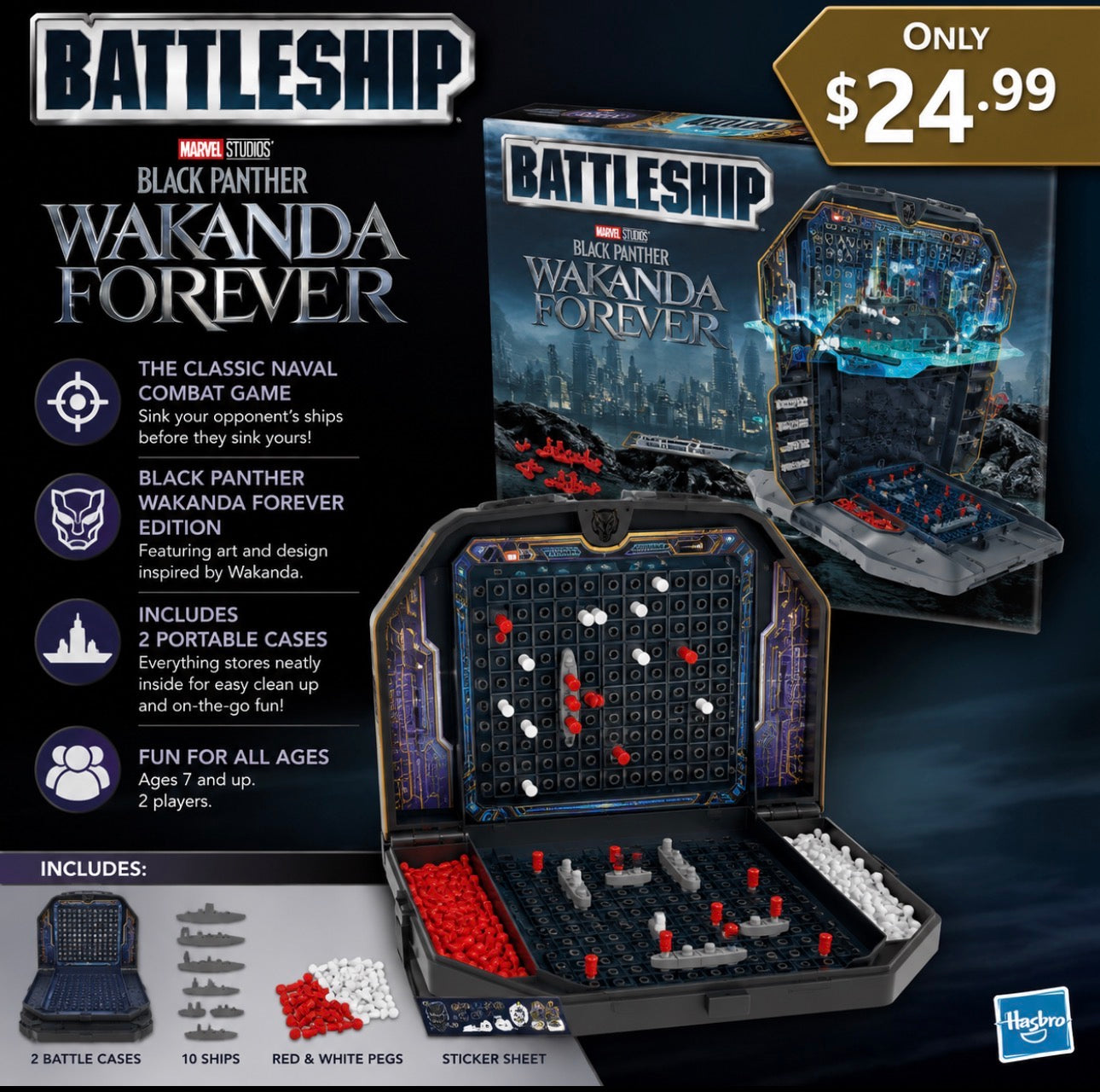 Hasbro Gaming Battleship: Marvel Studios' Black Panther Wakanda Forever Edition 6-A