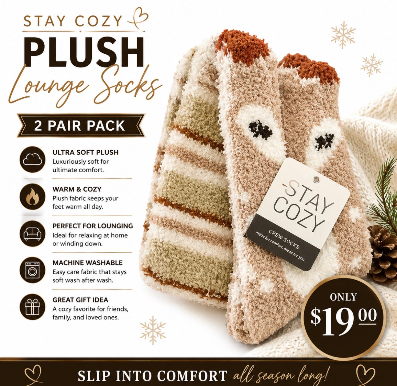Stay Cozy brand fuzzy fox socks