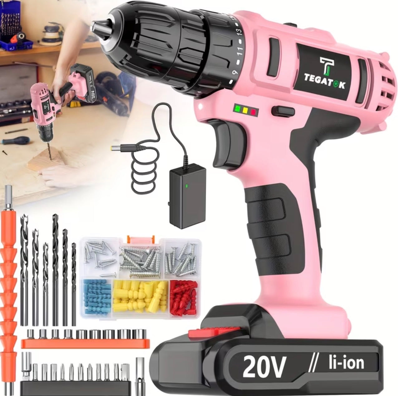 Tegatol 20V Cordless Drill Kit (4D)