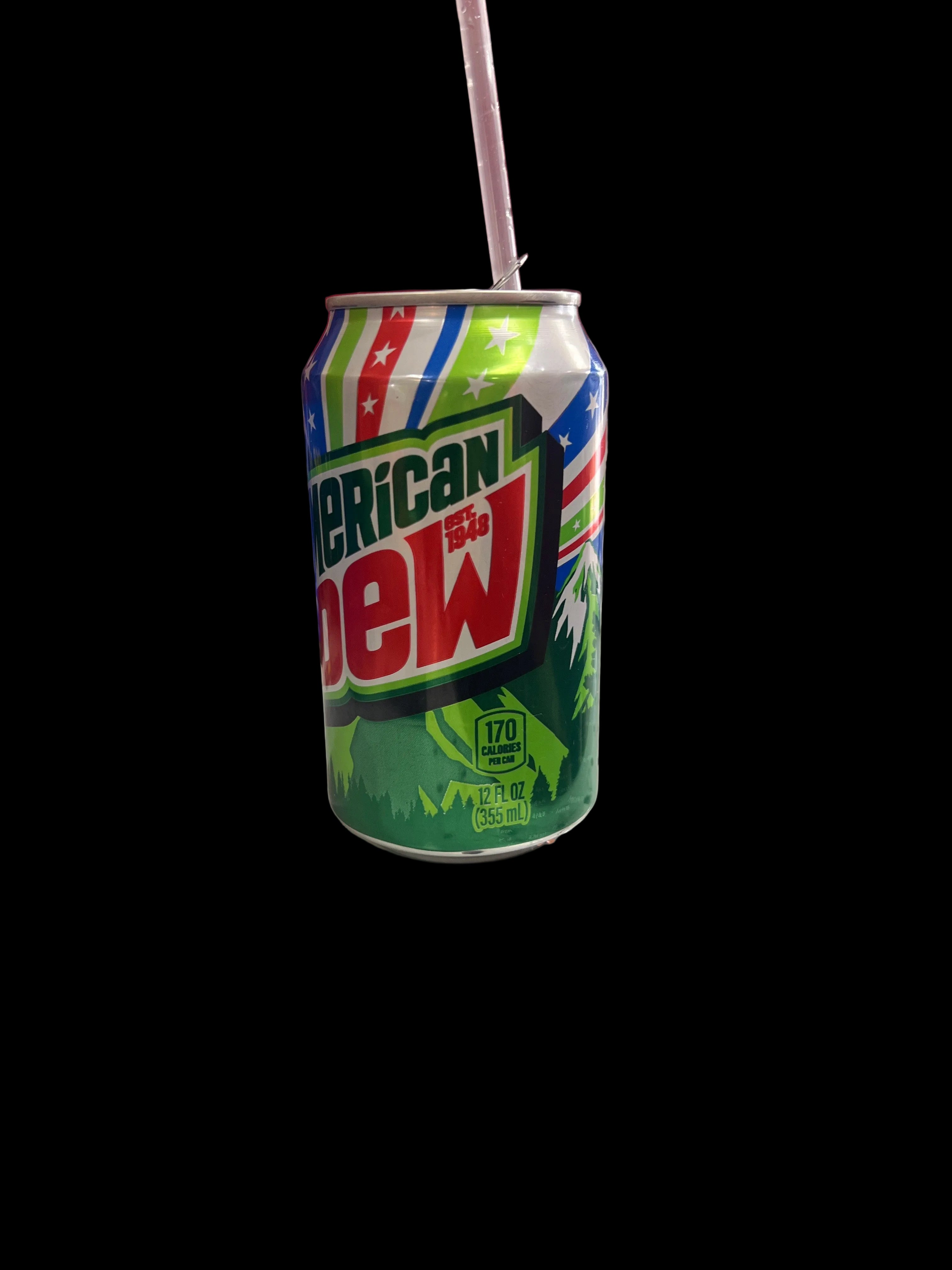 Half empty can of Mountain Dew