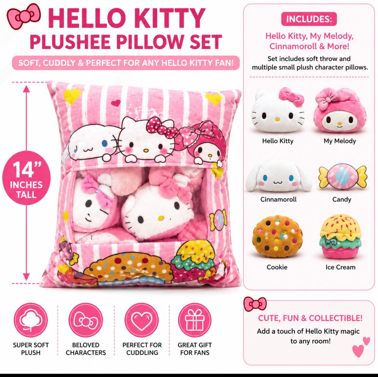 hello kitty plushee pillow