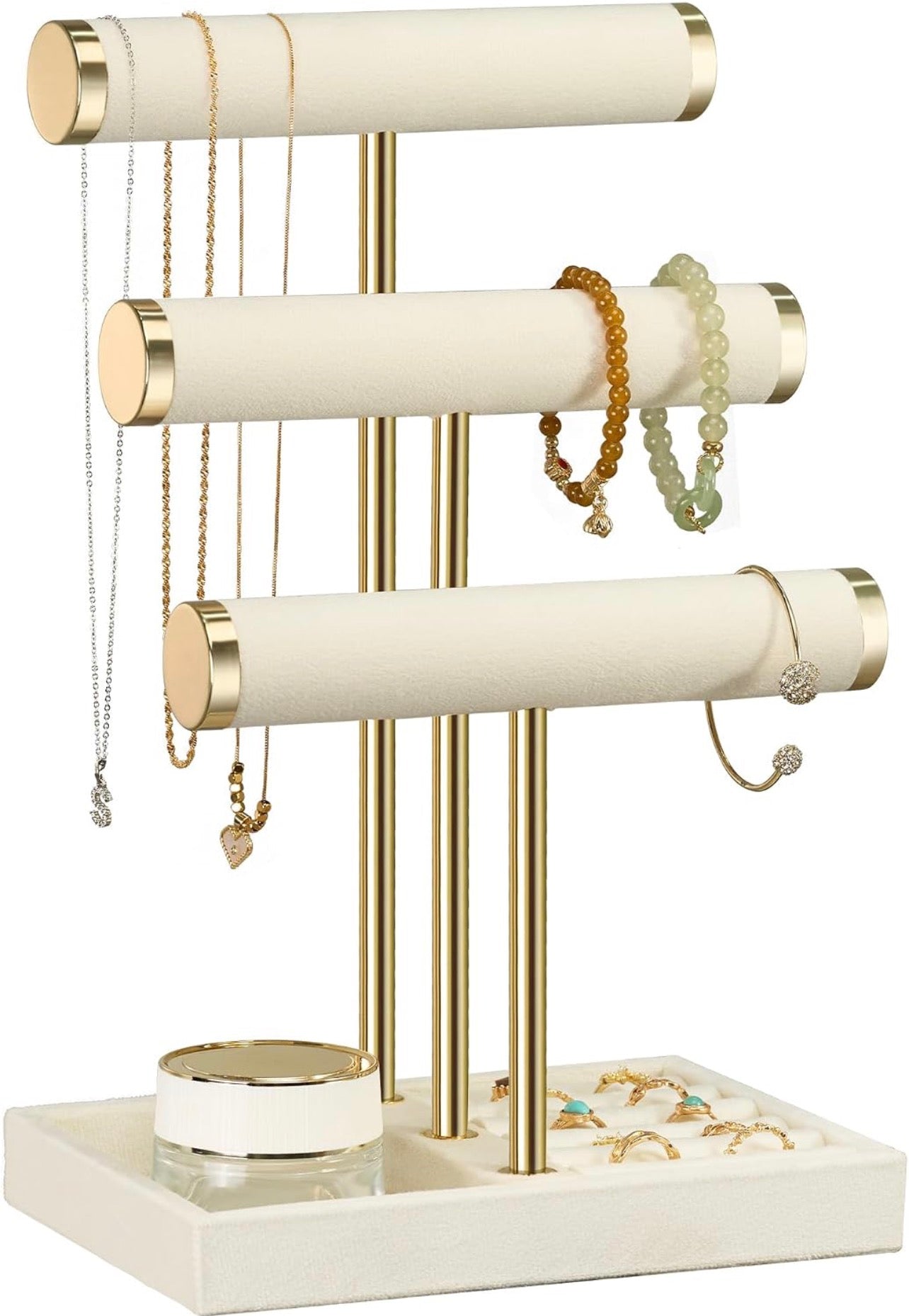 Jewelry Organizer Stand Display, 3 Tier Velvet Bracelet Holder