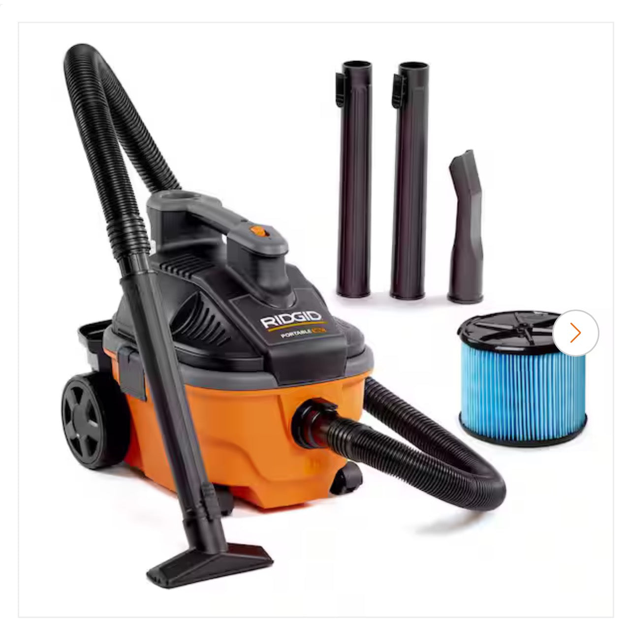 4 Gal. 5.0 Peak HP Portable Shop Vacuum Wet Dry Vac with Fine Dust Filter, Locking Hose and Attachments WD4070 BW