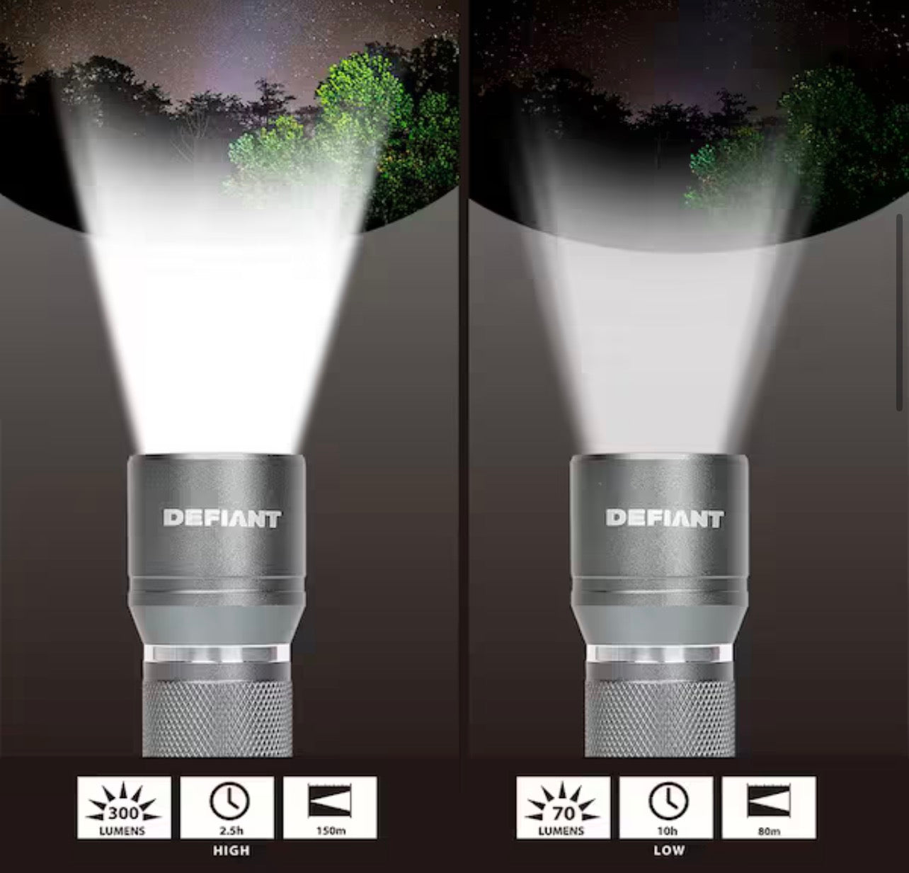 Defiant 300 Lumens Aluminum Flashlight (3-Pack) (4D1)
