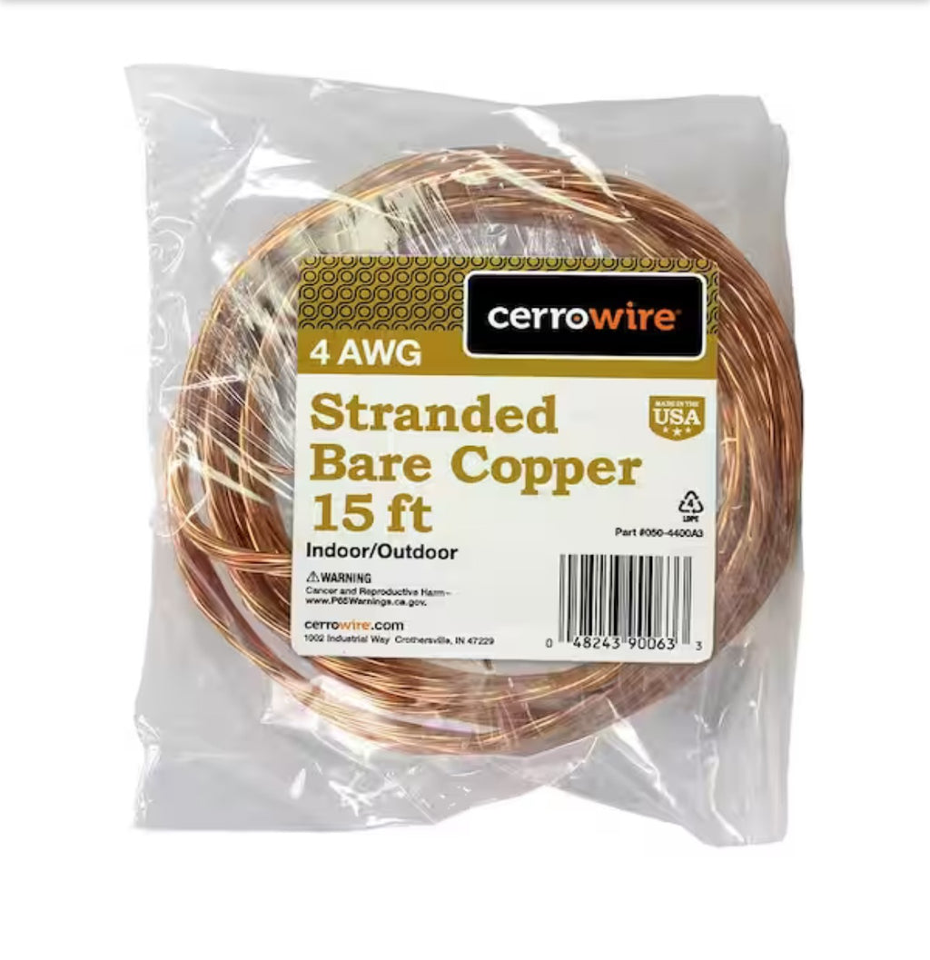 Cerrowire 4 AWG Stranded Bare Copper Wire