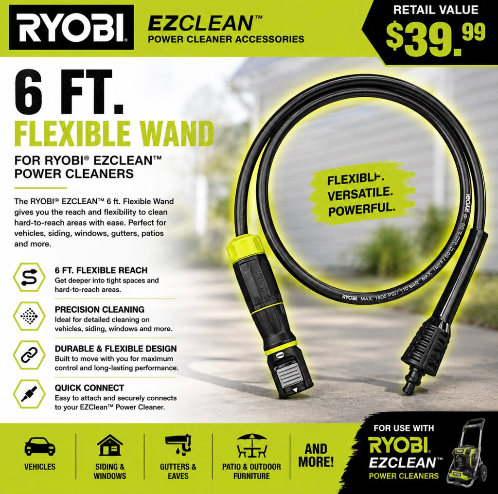 RYOBI EZCLEAN POWER CLEANER 6' FLEXIBLE WAND 1-b