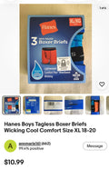 Hanes Boy's Tagless Boxer Briefs 3-pack