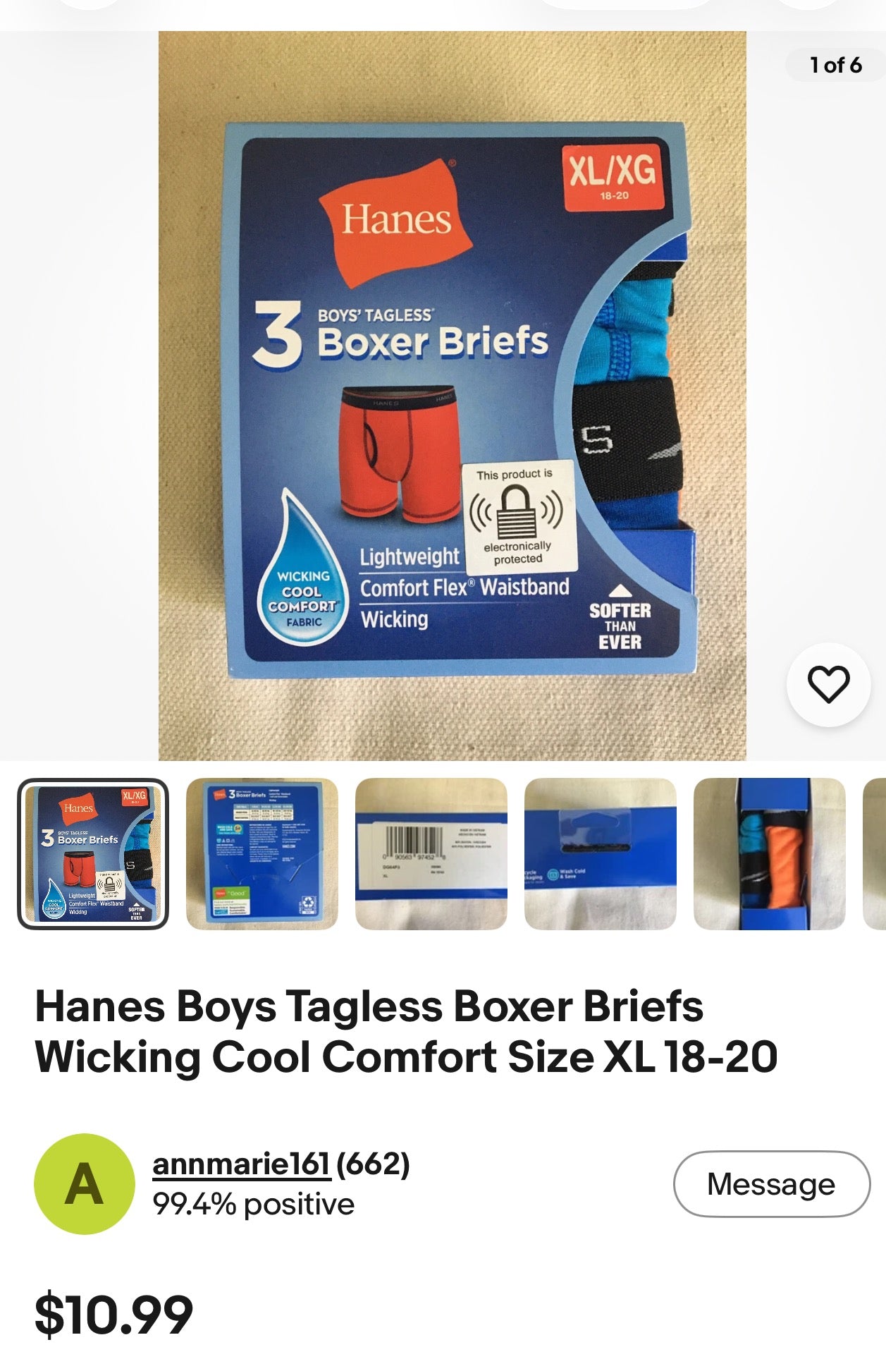 Hanes Boy's Tagless Boxer Briefs 3-pack