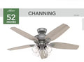 Hunter Channing 52 in. Indoor Matte Silver Ceiling Fan (Model 52168) with an included light kit B-W