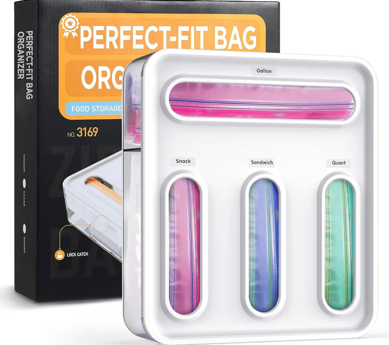 Ziplock Bag Organizer for Drawer + Fridge, Magnetic Kitchen Baggie Storage