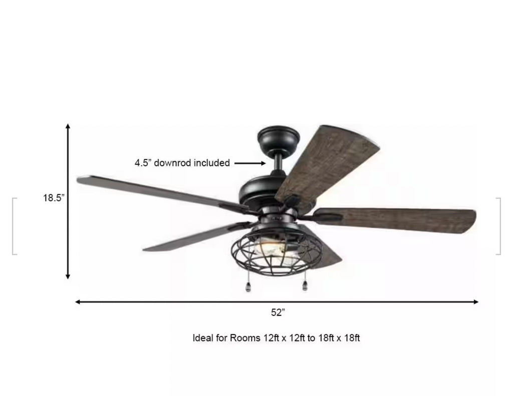 Ellard 52 in. LED Ceiling Fan B-W