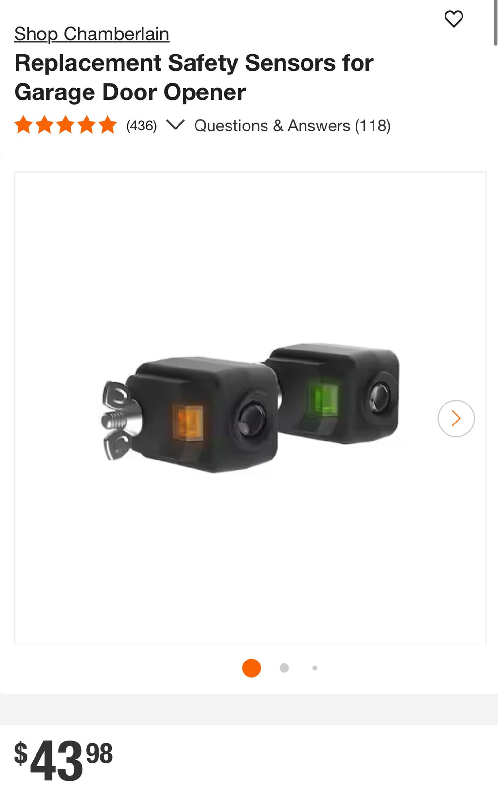 Chamberlain 820CB Replacement Safety Sensor