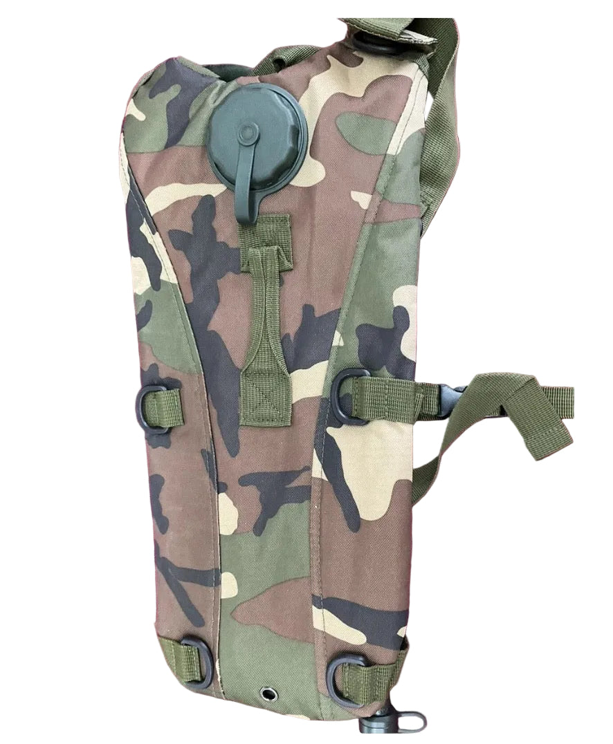 BORMART 3-liter hydration bladder backpack featuring a woodland camouflage pattern 4-C