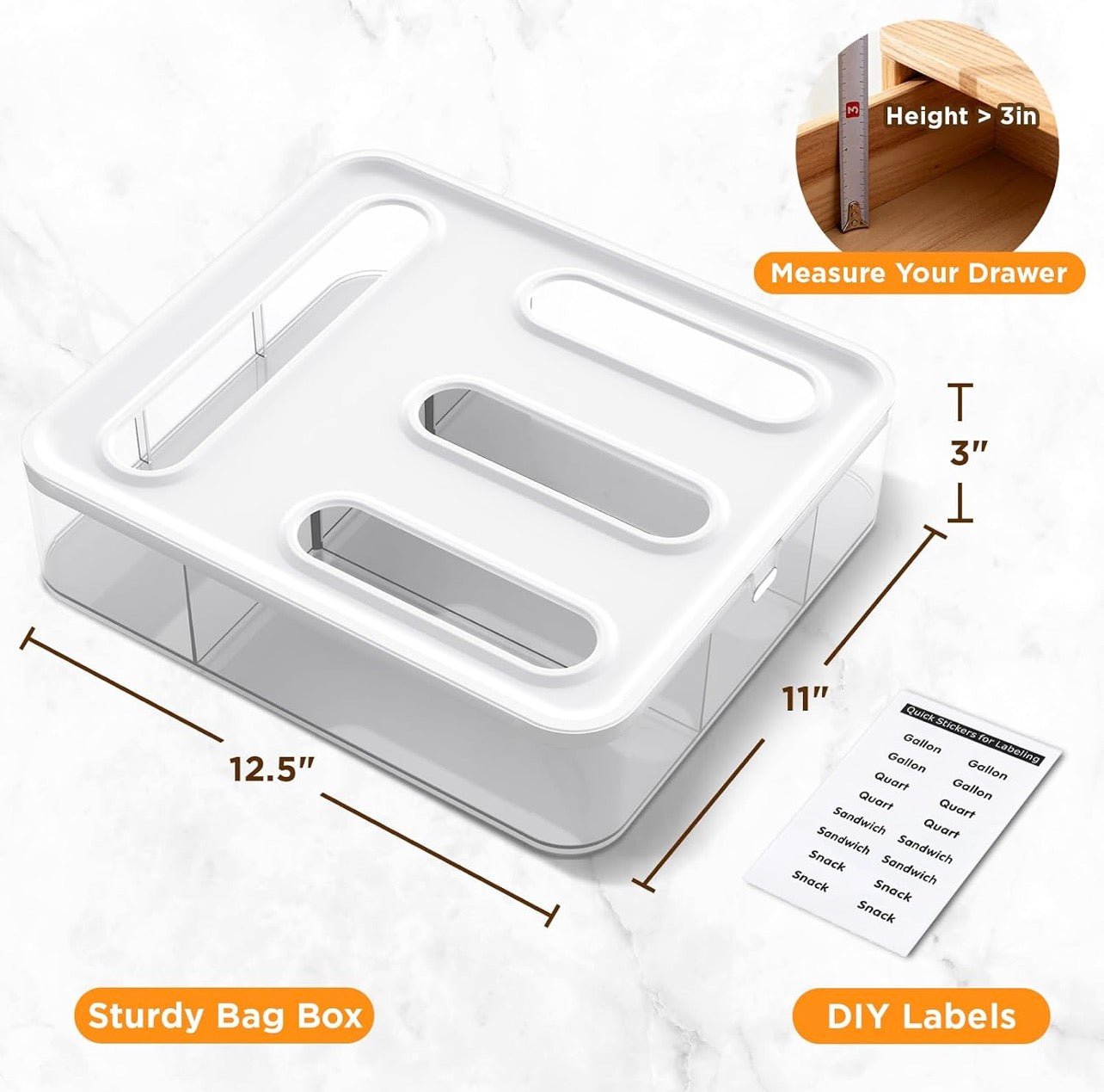 Ziplock Bag Organizer for Drawer + Fridge, Magnetic Kitchen Baggie Storage