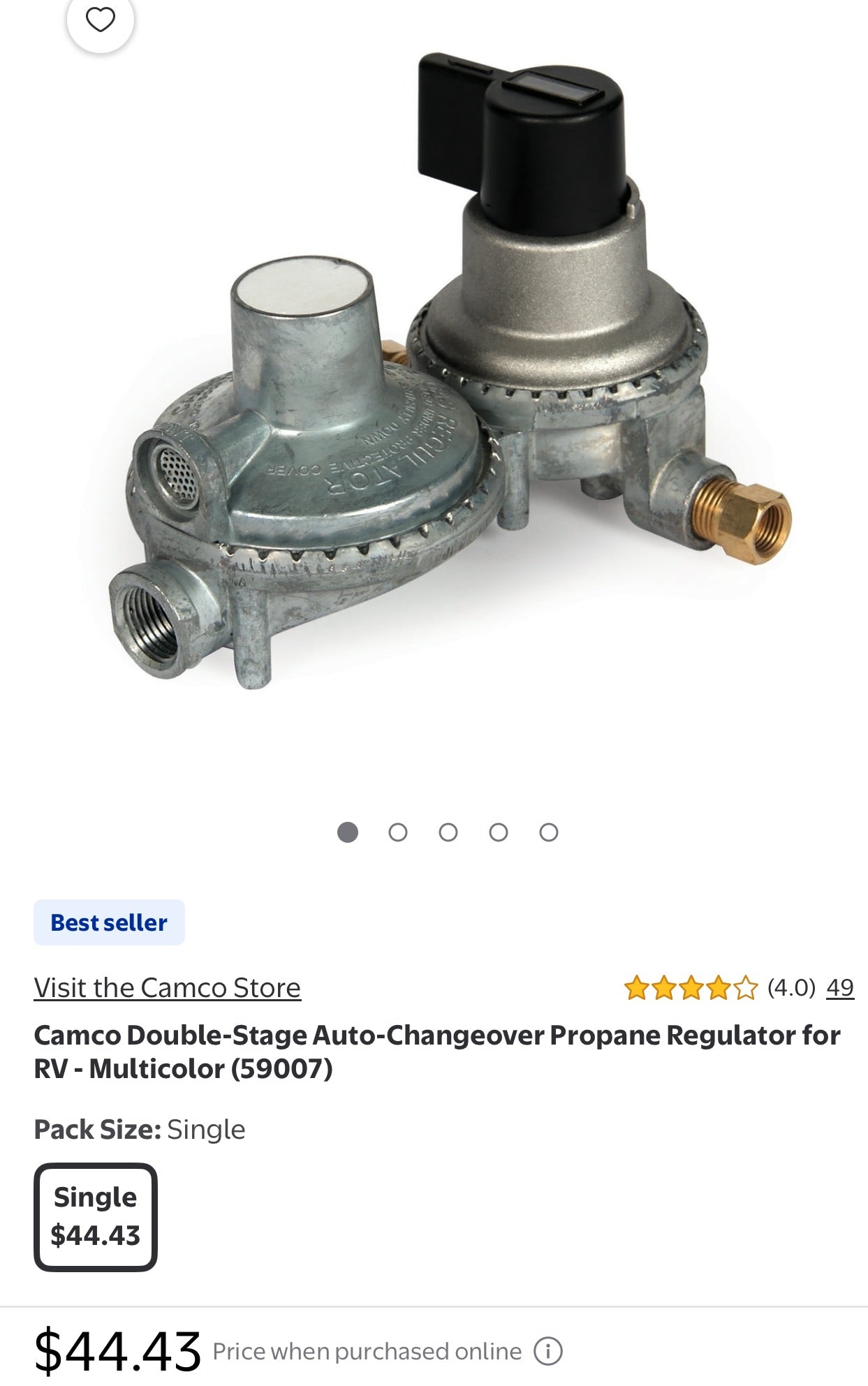 Camco Olympian Heavy Duty Propane Double-Stage Auto-Changeover Regulator