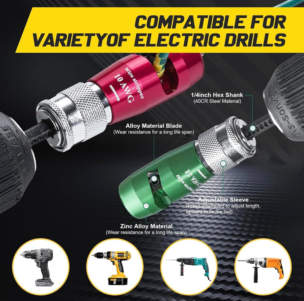 Wire Stripper for Drill - 2026 Upgraded Electric Wire Stripping and Twisting Tool for AWG 14-12-10