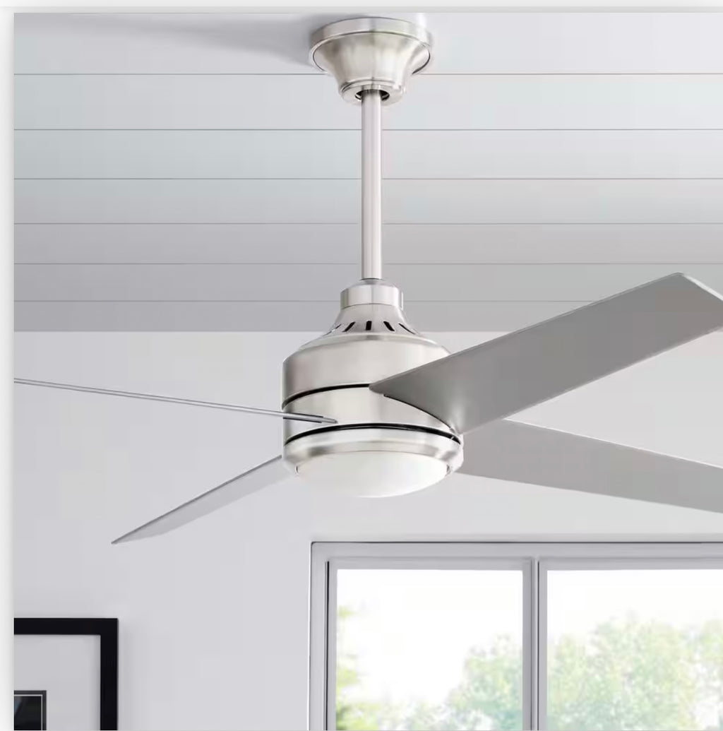 Home Decorators Collection Mercer 52 in. Brushed Nickel Ceiling Fan, model number 54725. B-W