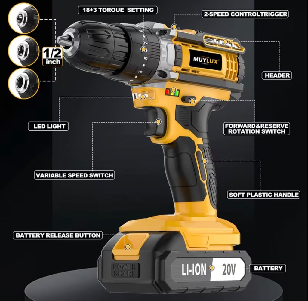 Tegatol 20V Cordless Drill Kit (4D)