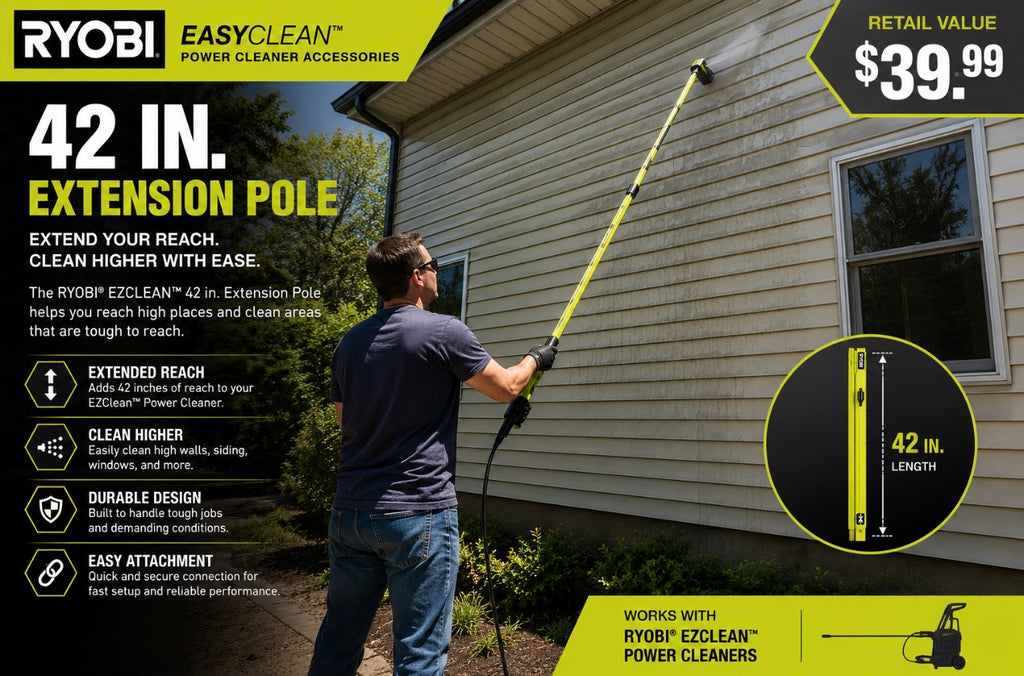 Ryobi RY3112EP EZClean Power Cleaner 42 in. Extension Pole 4-D
