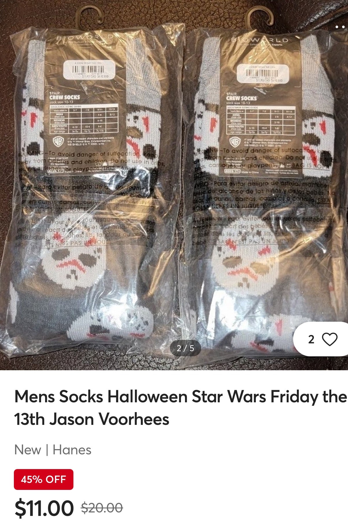 Bioworld Friday the 13th crew socks