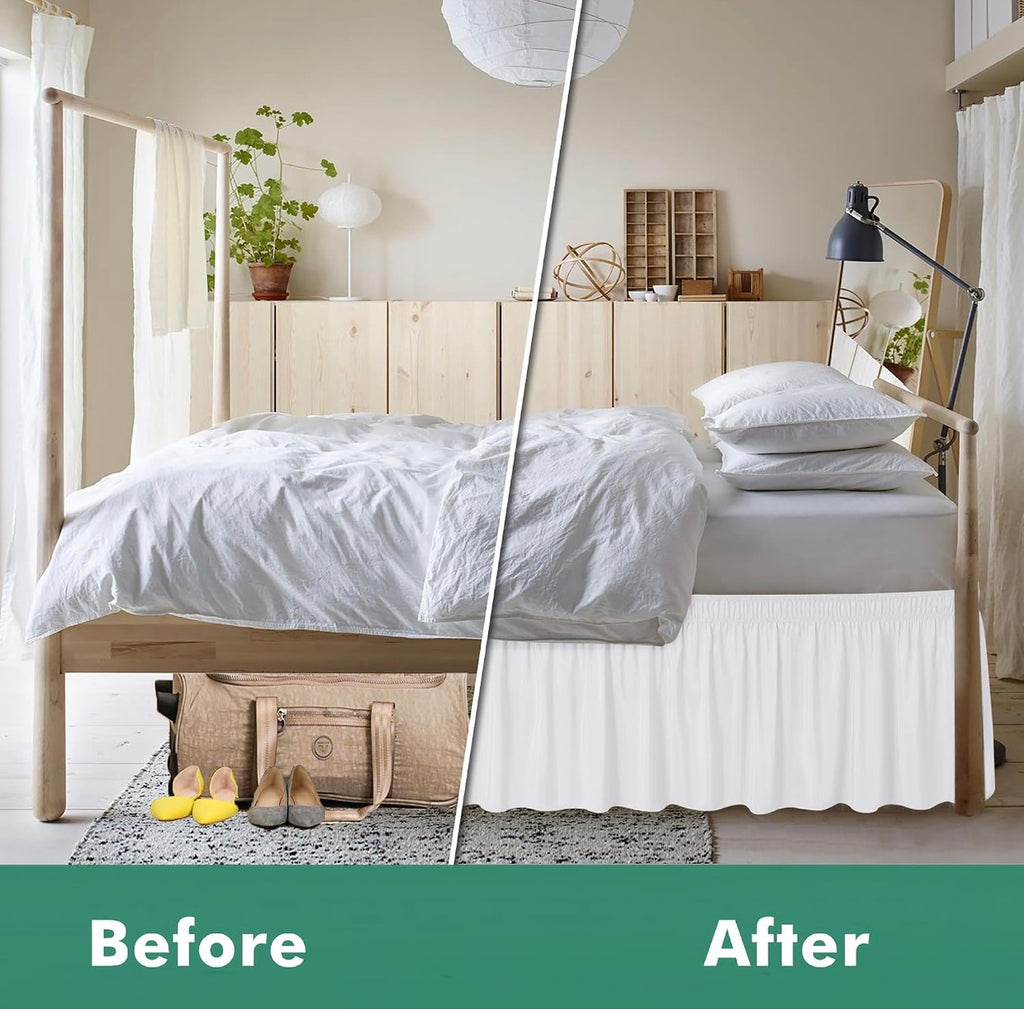 Wrap Around Bed Skirts with Split Corners for Full Beds 18" Drop