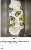 Women's avocado-patterned ankle socks