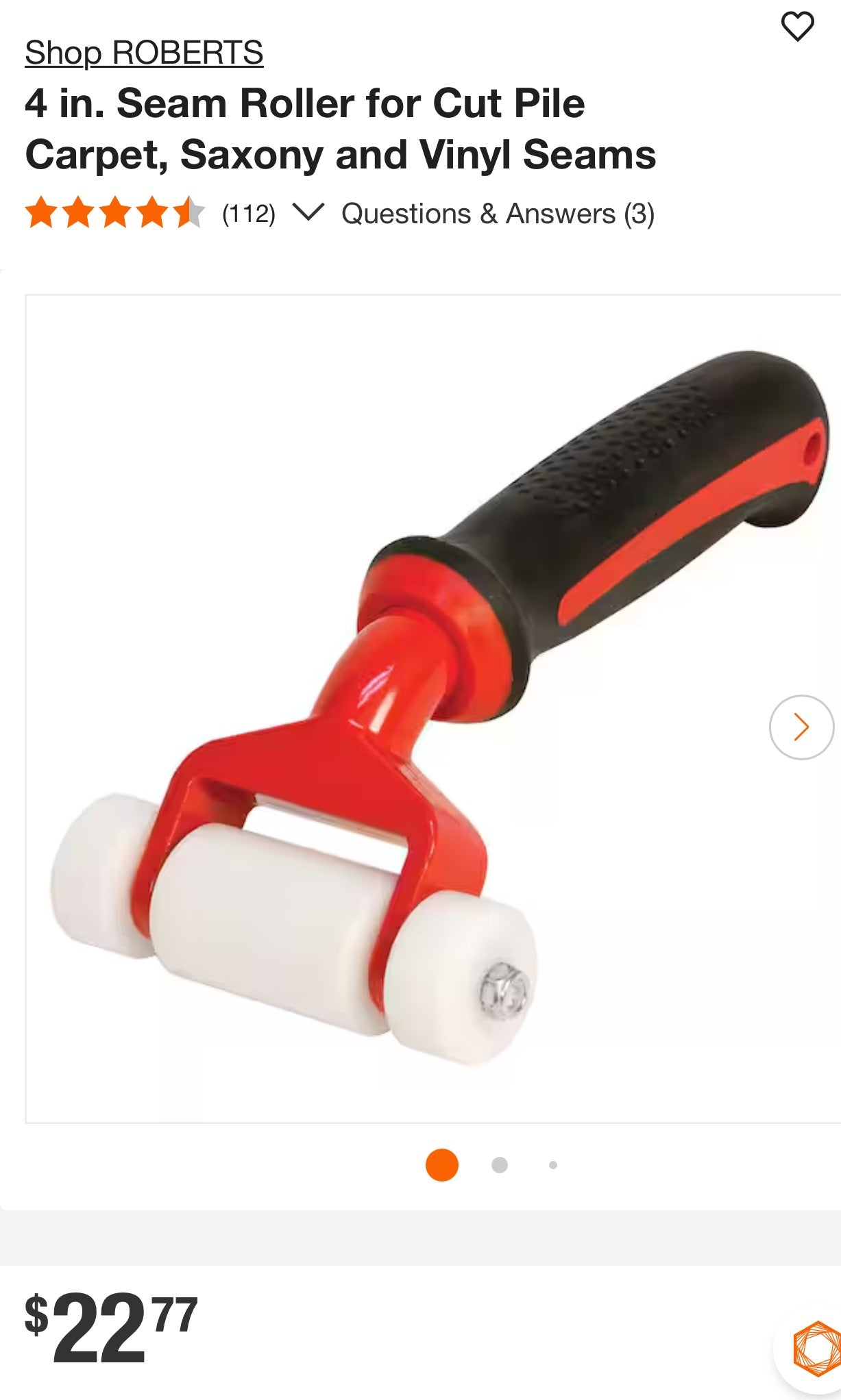 4 in. Seam Roller for Cut Pile Carpet, Saxony and Vinyl Seams