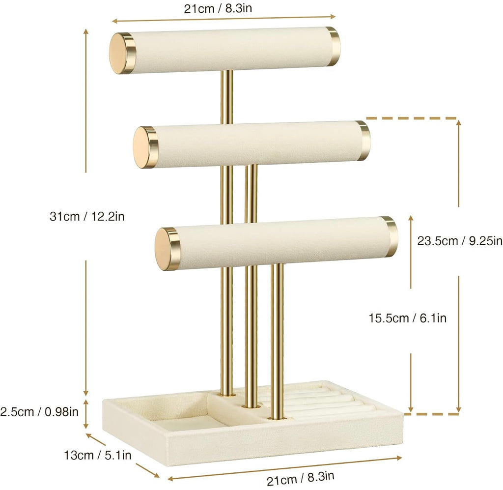 Jewelry Organizer Stand Display, 3 Tier Velvet Bracelet Holder