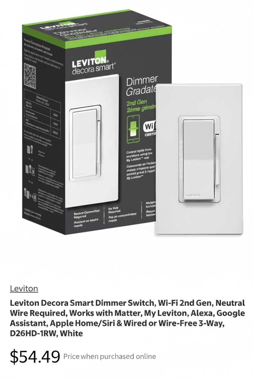 Leviton Decora Smart Wi-Fi Dimmer (2nd Gen) 6-A