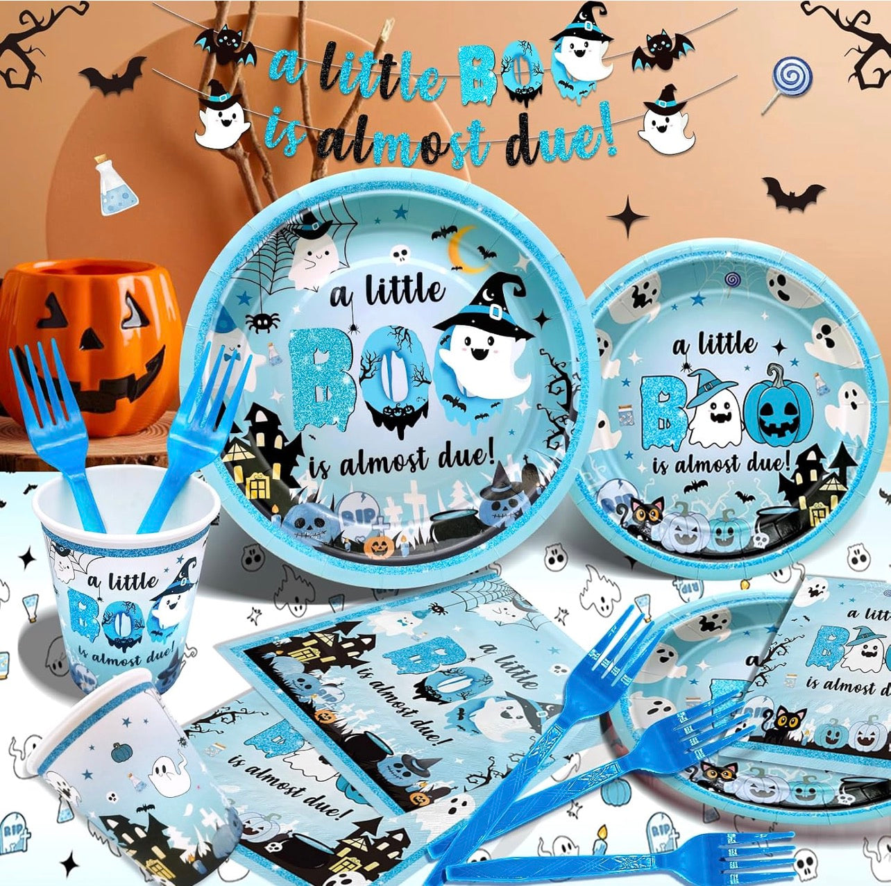 183Pcs A Little Boo Is Almost Due Baby Shower Boy Little Boo Baby Shower Decorations