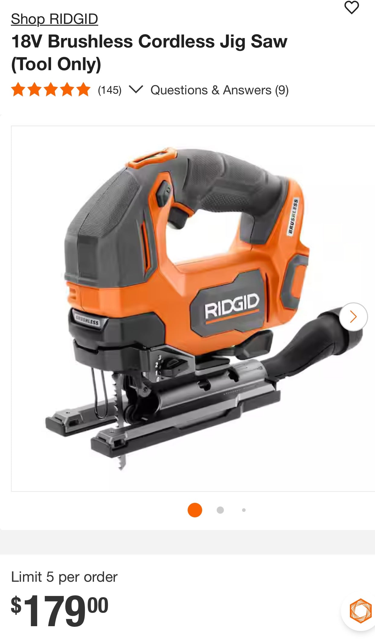 RIDGID 18V Brushless Cordless Jig Saw (Tool Only)