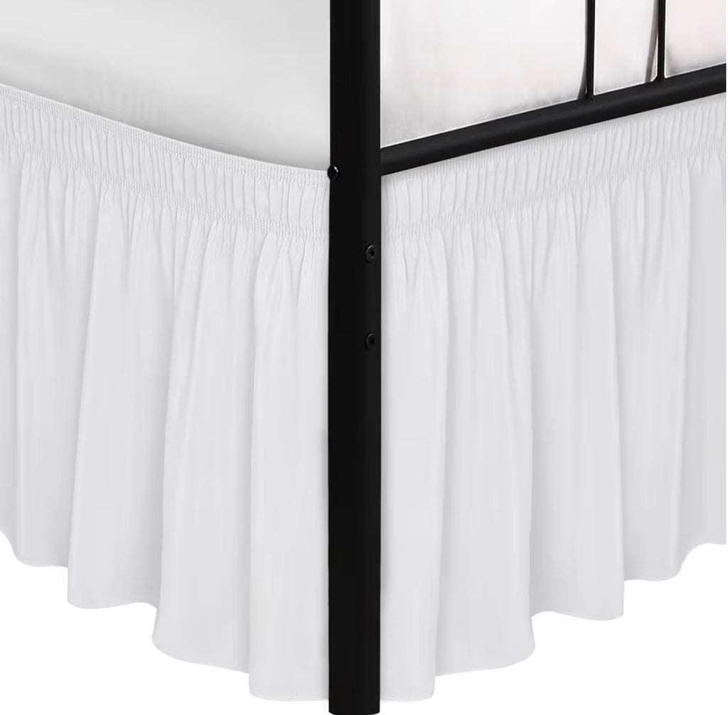 Wrap Around Bed Skirts with Split Corners for Full Beds 18" Drop