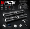 2 Pack Rechargeable High-Power LED Flashlights (4D1)