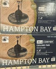 Hampton Bay Conyer 20-inch ceiling fan in a matte black finish. B-W