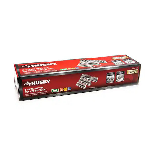 Husky 3 piece Metric Socket Rack Set