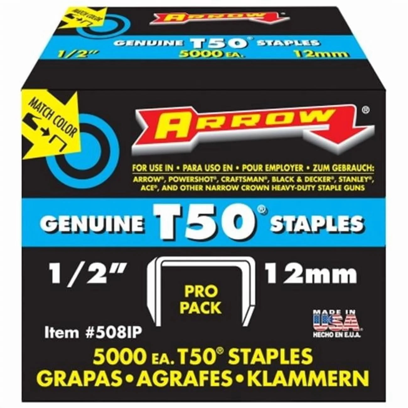 Arrow Fastener T50 1/2-inch (12mm) heavy-duty staples