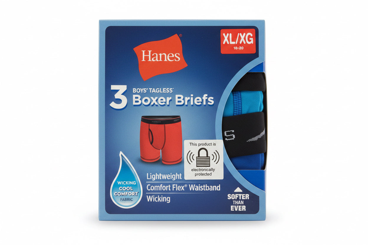 Hanes Boy's Tagless Boxer Briefs 3-pack