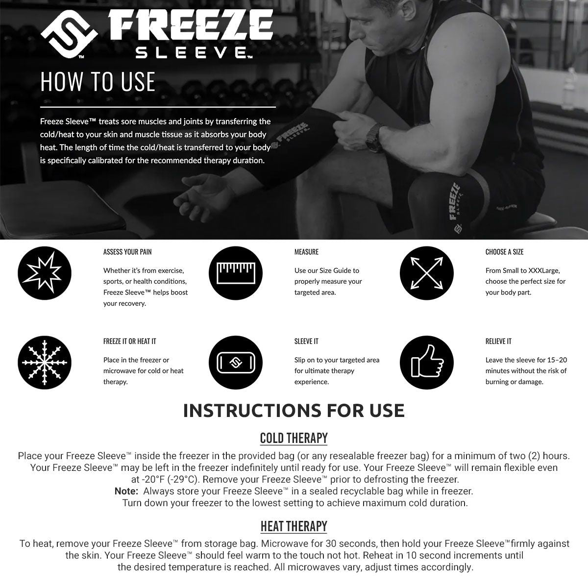 Freeze sleeve hot / cold therapy