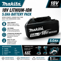 Makita 18v 5.0Ah lithium ion battery