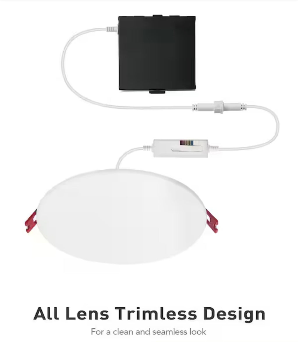 Premium Series 6 in. LED, 2-Level Lumen Select, InfinitiEdge Slim Canless Recessed Light, Adjustable CCT 2-c