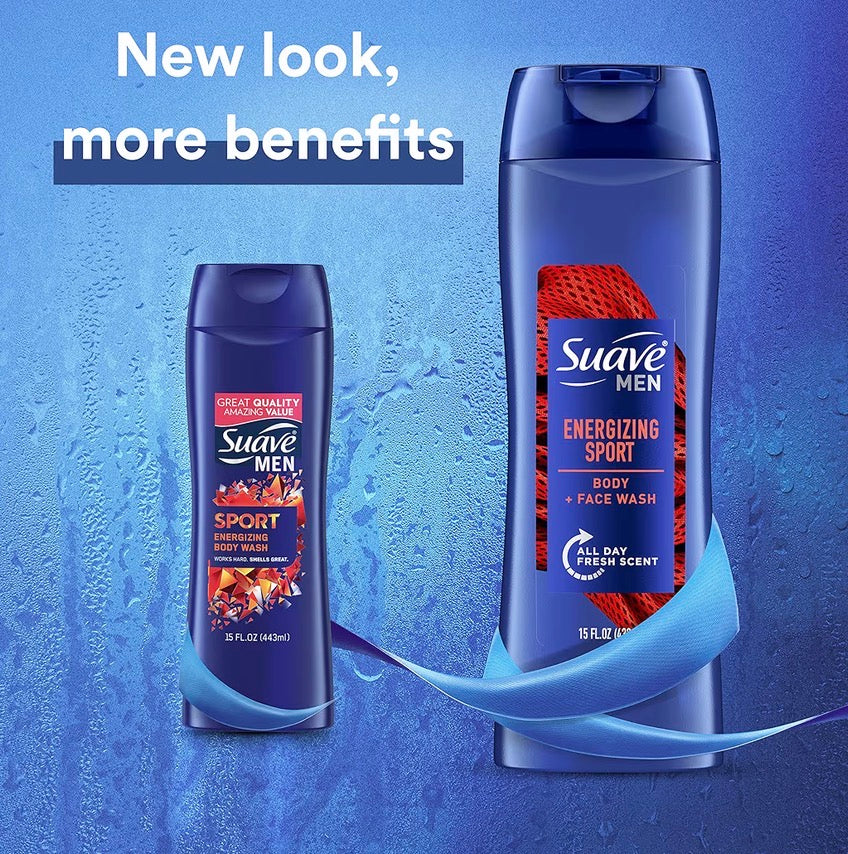 Suave Men Energizing Sport Body and Face Wash 2-d