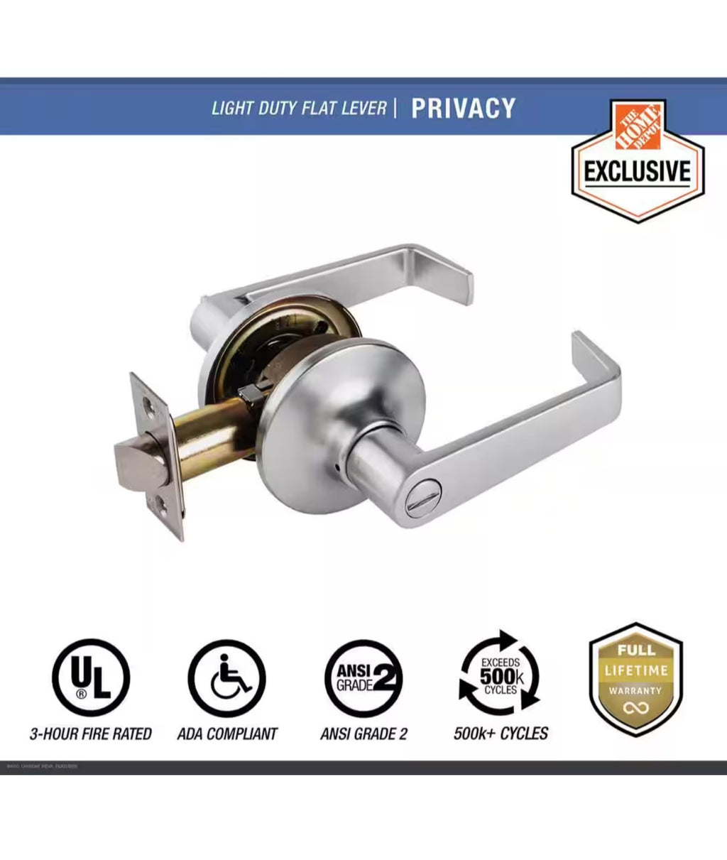 Universal Hardware Light Duty Commercial Entry Lever ADA, UL 3-Hour Fire, ANSI Grade 2, Satin Chrome Finish 1-a