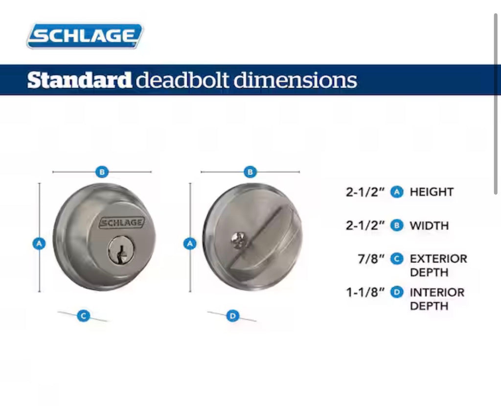Schlage Satin Chrome Light Commercial Double Cylinder Deadbolt 1a
