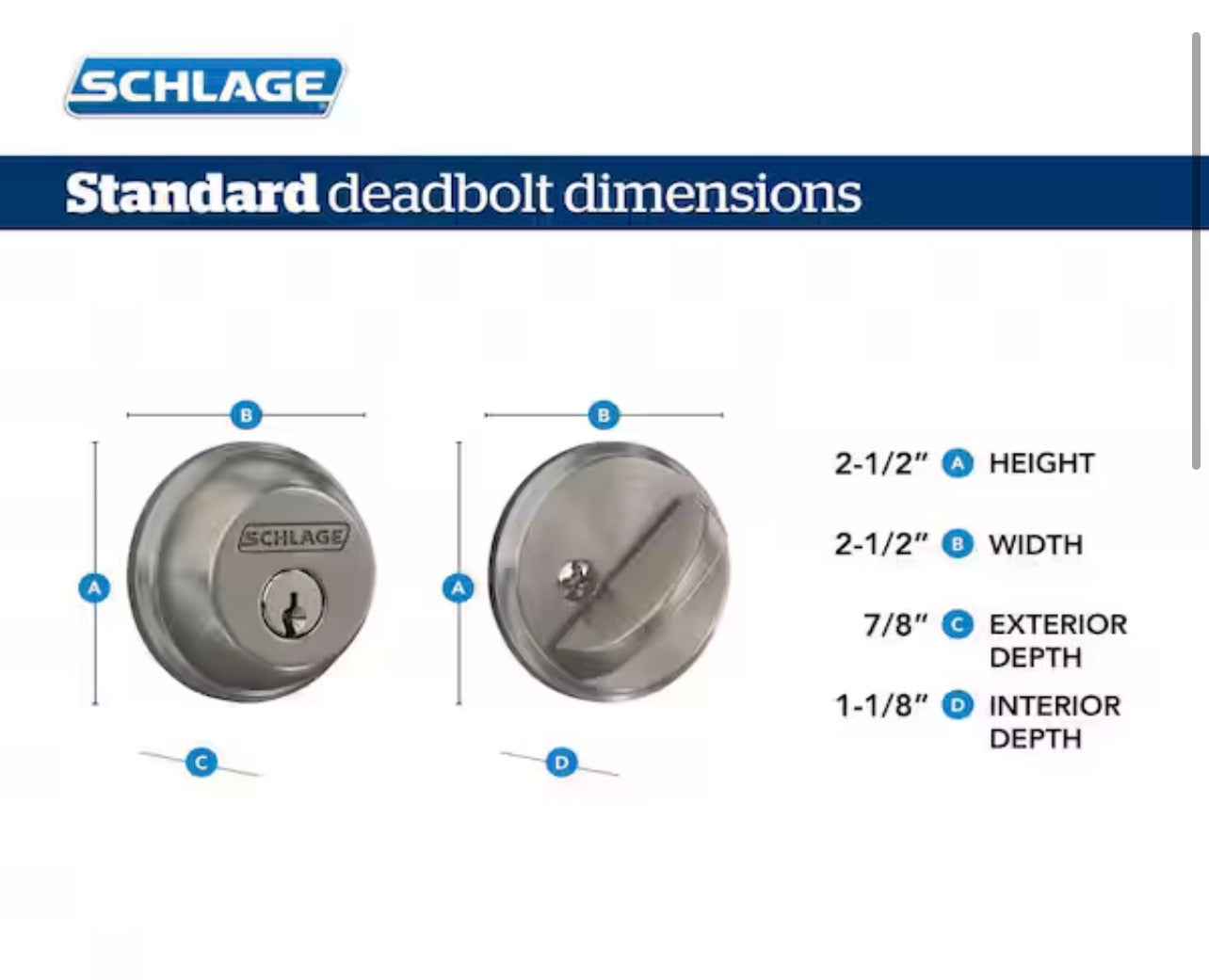 Schlage Satin Chrome Light Commercial Double Cylinder Deadbolt 1a