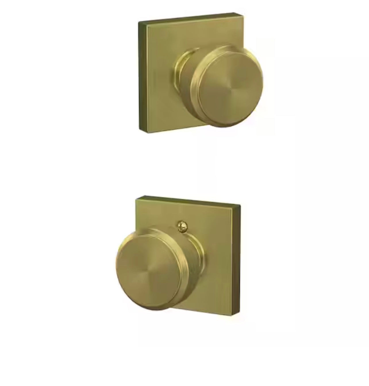 Schlage Bowery Satin Brass Passage Hall/Closet Door Knob with Collins Trim 1a