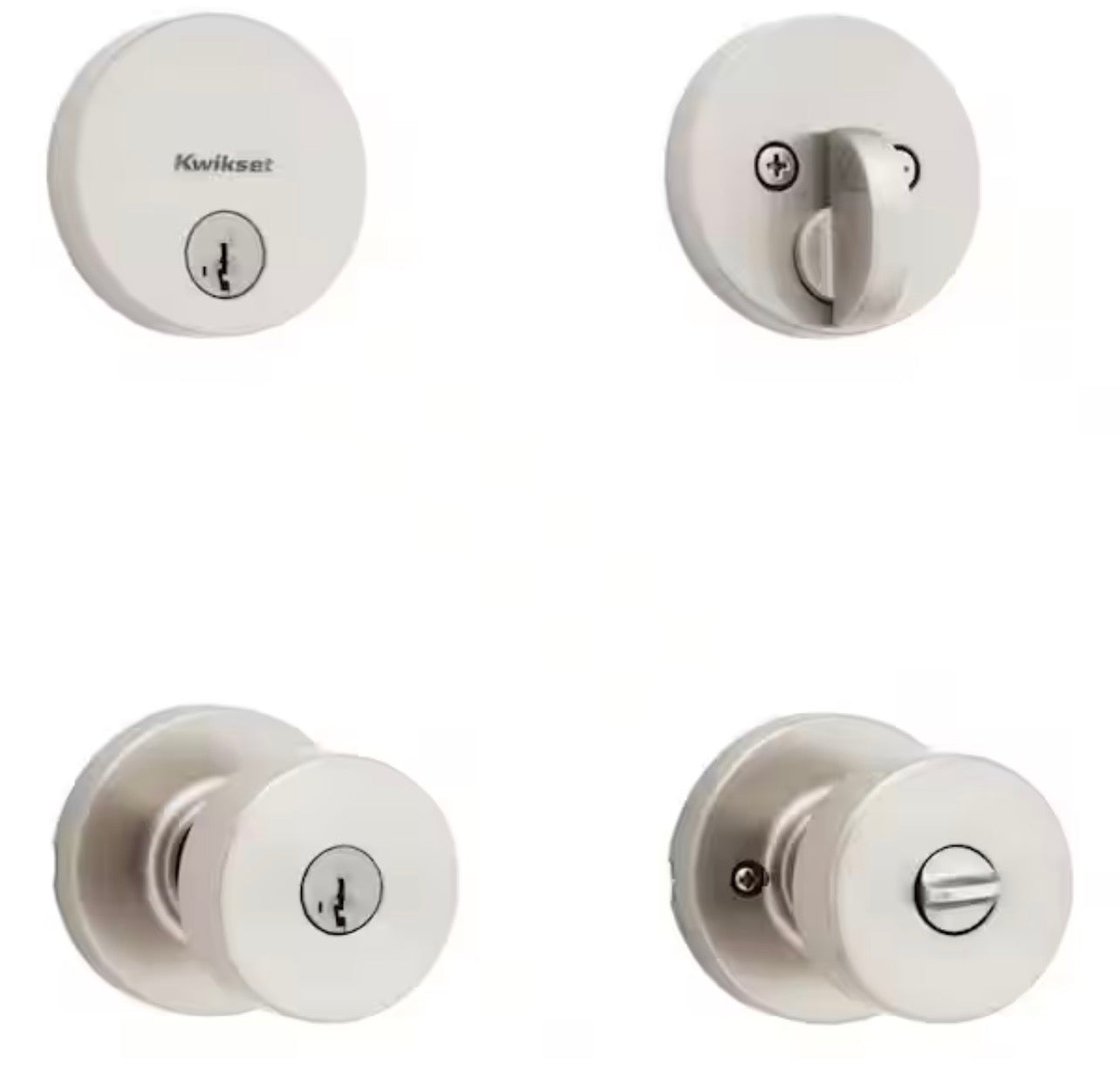 Kwikset Pismo Round Satin Nickel Keyed One Side Door Knob Featuring Microban Antimicrobial Technology 1-a