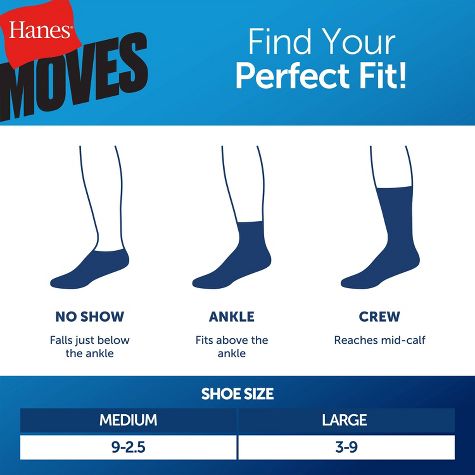 HANES MOVES X-TEMP PERFORMANCE SOCKS 6-b